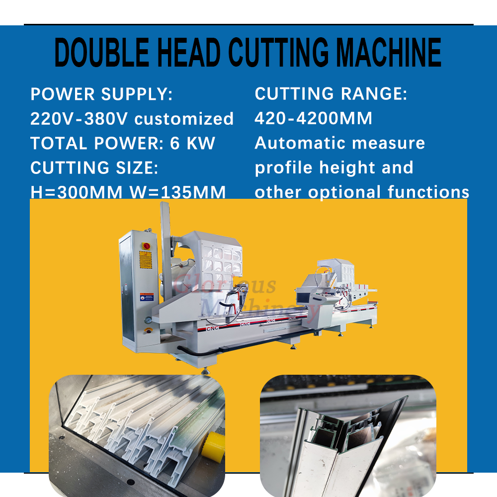 Arbitrary Angle Cutting Machine Auto Aluminum Double head mitre saw and pvc profile Feeding Cutter Miter Stop automatic