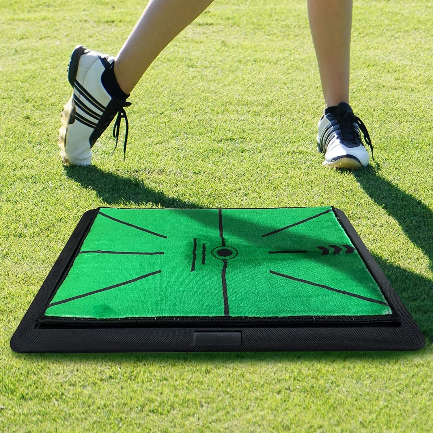 Golf Hitting Mat with Trajectory for Golf Swing With Heavy Duty Rubber Base