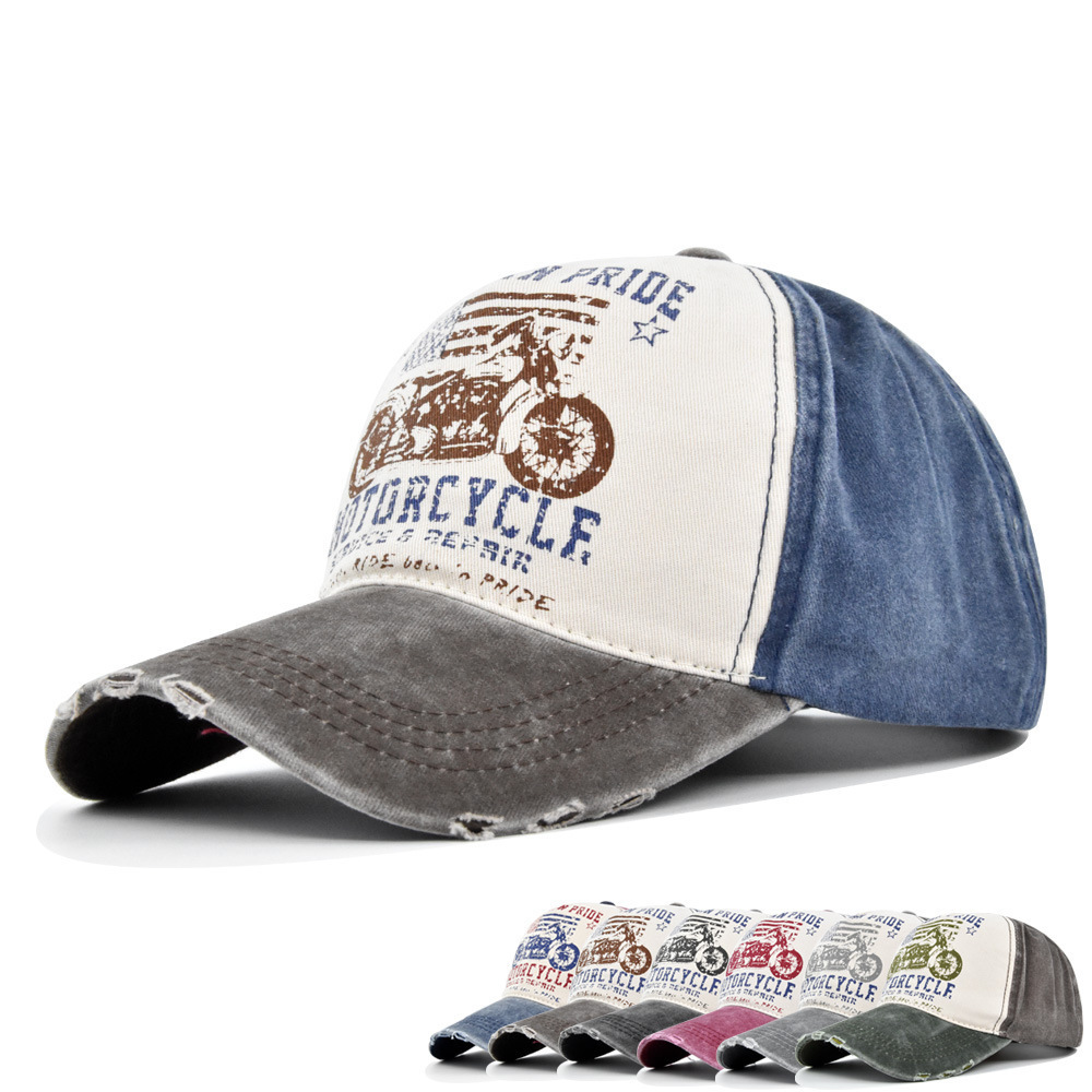 Custom graffiti printed vintage washed distressed baseball cap outdoor men women travel sunshade sport fitted baseball cap