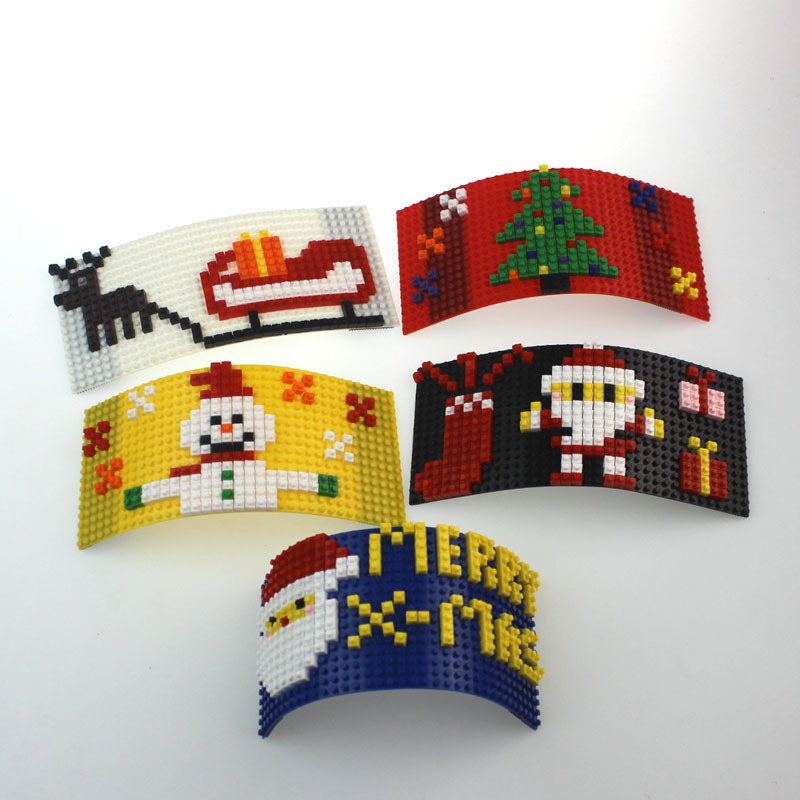 Customized Logo Cartoon Pattern Christmas Snowman Pixel Block Puzzle Baseball Cap DIY Block Flat Brim Hat Hip Hop Snapback Cap