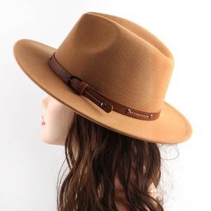 Autumn and winter men women british flat top jazz hat woolen hat felt  fedora hat wholesale