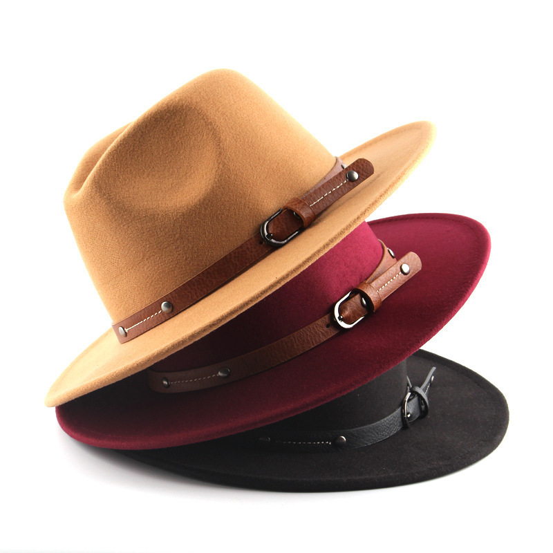 Autumn and winter men women british flat top jazz hat woolen hat felt  fedora hat wholesale