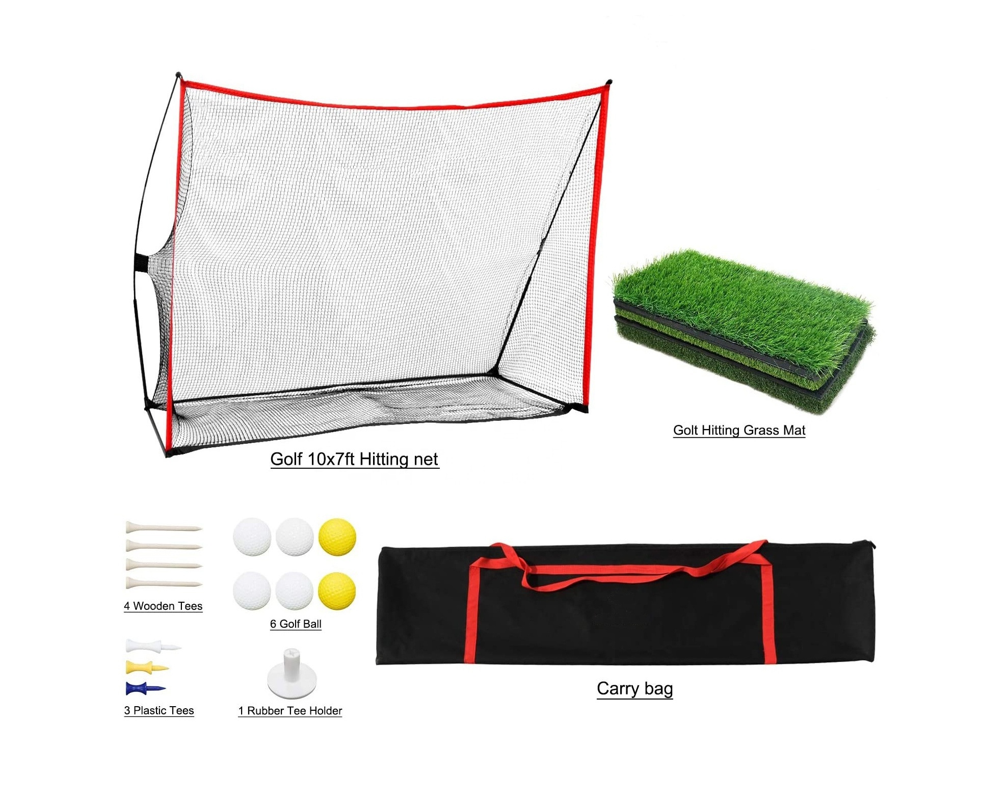 Portable Golf Hitting Net Set Indoor Outdoor Golf Swing Trainer Golf Practice Balls and Mat