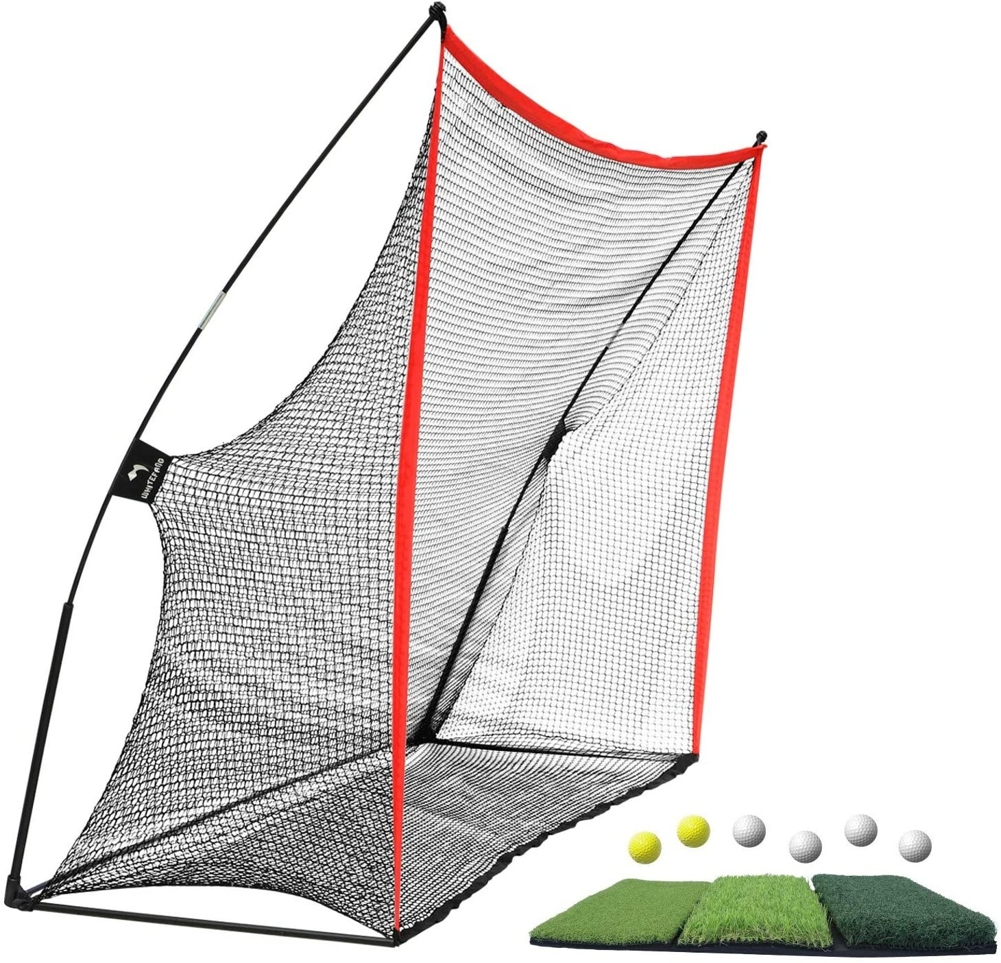 Portable Golf Hitting Net Set Indoor Outdoor Golf Swing Trainer Golf Practice Balls and Mat