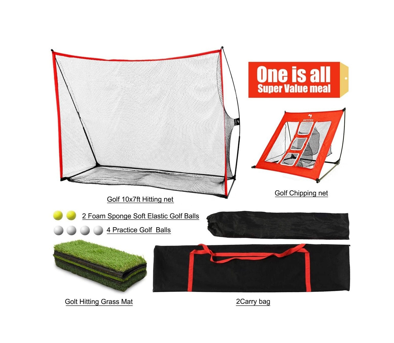 Portable Golf Hitting Net Set Indoor Outdoor Golf Swing Trainer Golf Practice Balls and Mat