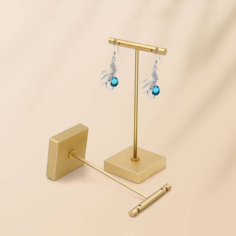 Ready to ship earring stand holder gold plating  Jewelry Display Rack single pair earring display with square base for women