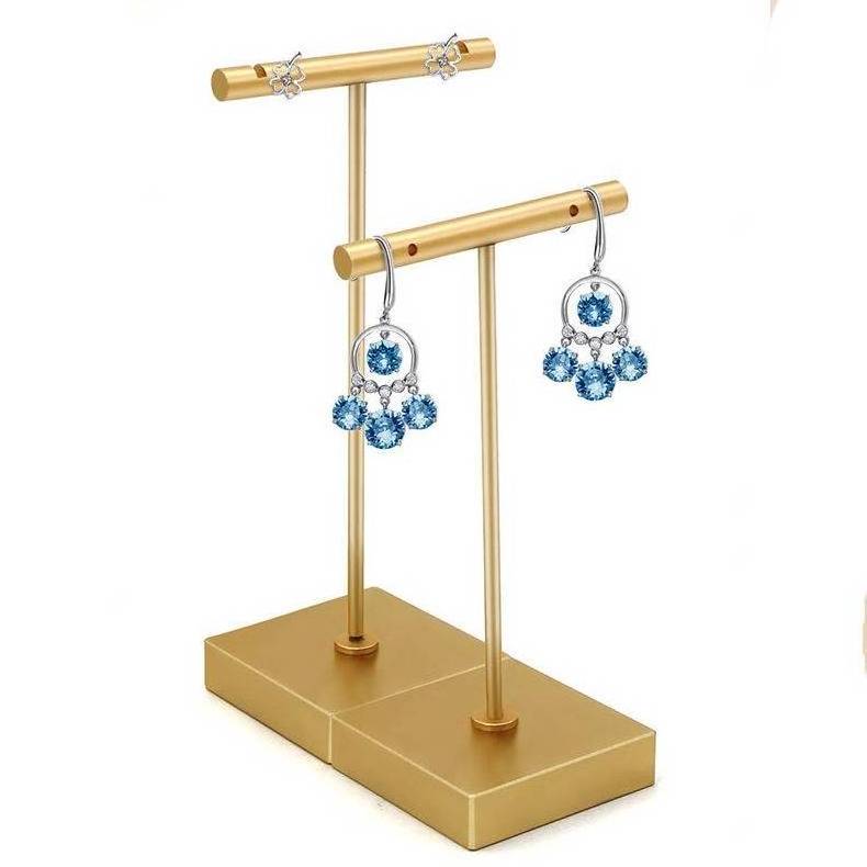 Ready to ship earring stand holder gold plating  Jewelry Display Rack single pair earring display with square base for women