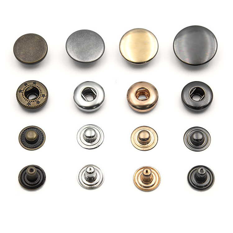 OEM four part botones bag clothes clothing botton accessories 201 316 633 831 custom logo metal press snap button for clothing