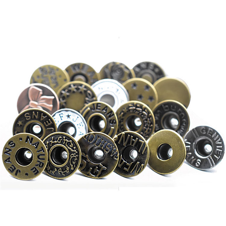 Garment accessories High quality 17mm metal brass botton and rivets tack Jacket denim button logo Custom Jeans button for jeans