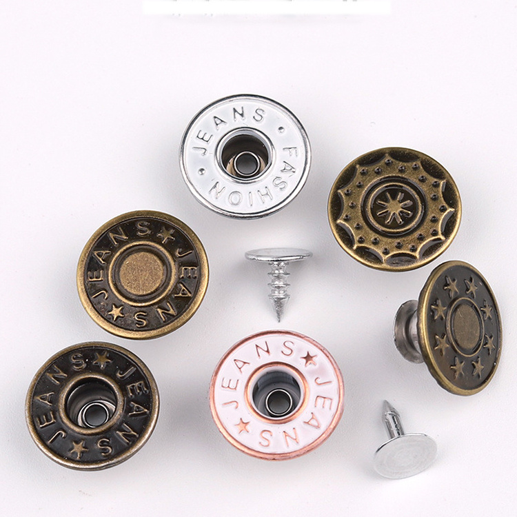 Garment accessories High quality 17mm metal brass botton and rivets tack Jacket denim button logo Custom Jeans button for jeans