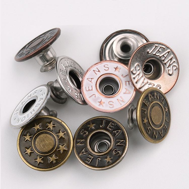 Garment accessories High quality 17mm metal brass botton and rivets tack Jacket denim button logo Custom Jeans button for jeans