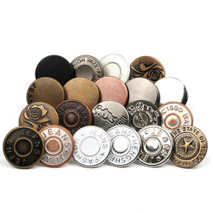 Garment accessories High quality 17mm metal brass botton and rivets tack Jacket denim button logo Custom Jeans button for jeans