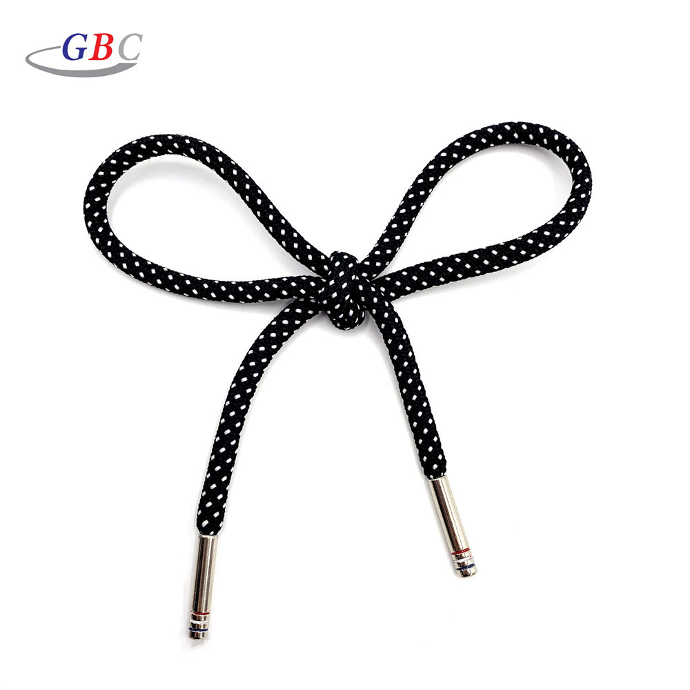 Custom design polyester draw string cord with metal tips for hoodies