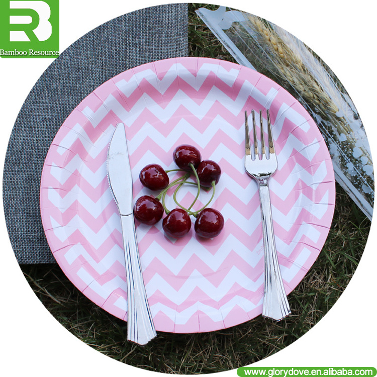 Bamboo Resource disposable Printed Paper Plates(great for advertising)