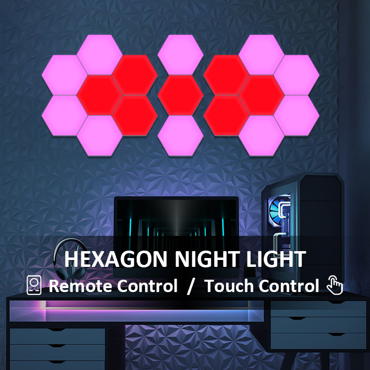 Trend Free Creation Splicing Led Touch Control Hexagon Wall Mounted Diy Smart Home Night Lights Neon Rgb Gaming Quantum Lamp