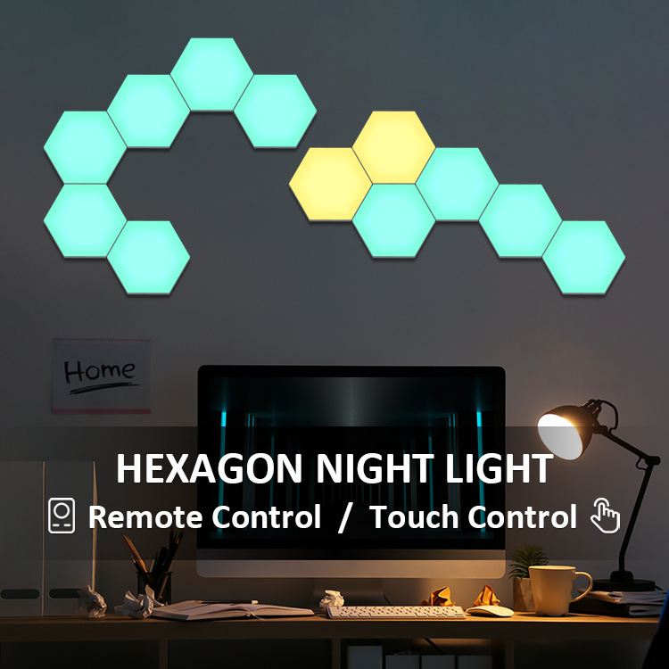 Trend Free Creation Splicing Led Touch Control Hexagon Wall Mounted Diy Smart Home Night Lights Neon Rgb Gaming Quantum Lamp