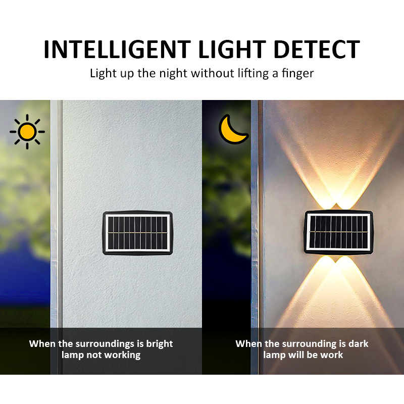 Popular Minimalism Hot Sale Villa Wall Outdoor Solar Led Garden Lights Light Sensor Waterproof Lighting