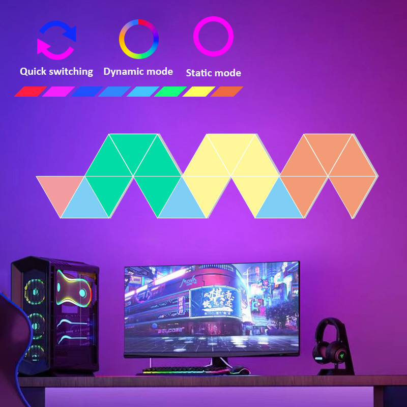 6 Pack New Creative Rgb DIY Honeycomb Led Quantum Touch Color Changing Wall Lamp Triangle Night Light Smart Home Bar Lighting