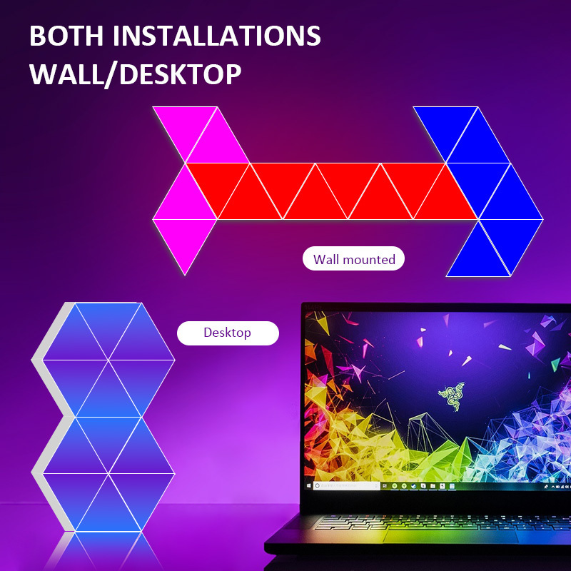 6 Pack New Creative Rgb DIY Honeycomb Led Quantum Touch Color Changing Wall Lamp Triangle Night Light Smart Home Bar Lighting