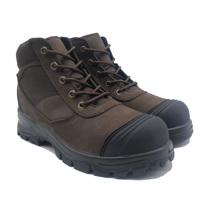 Nubuck leather 6 inch CE steel toe mid cut mens mineroil resistant anti sli safety boots