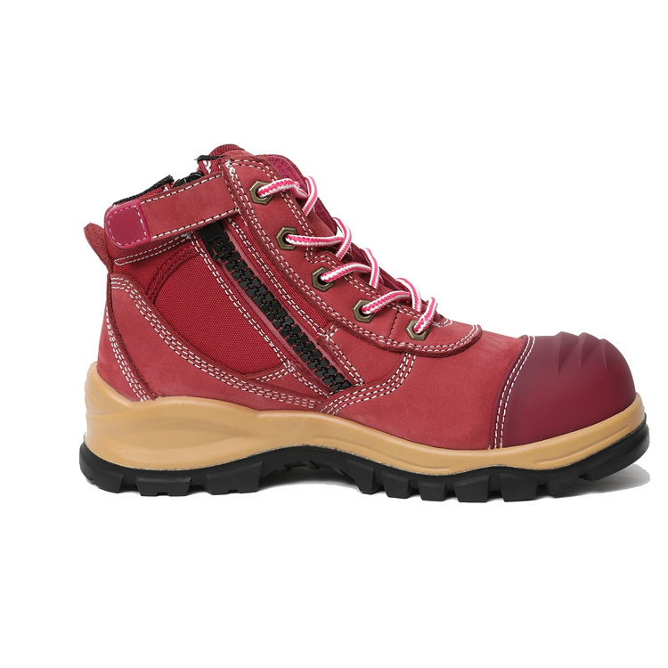 China Manufacturer Breathable Leather Steel Toe Anti-slip Working Construction Boots Safety Shoes For Women