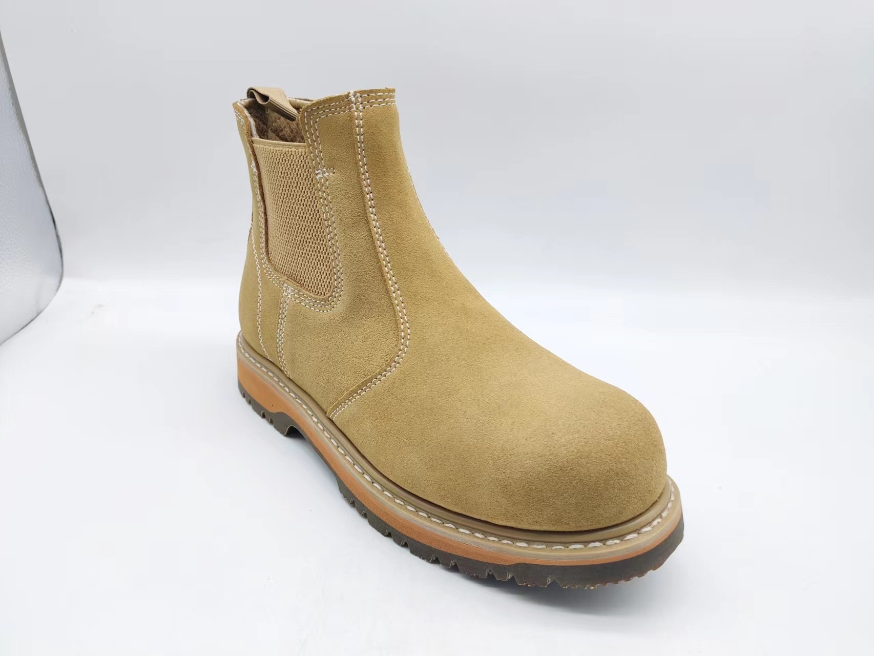 Chelsea style suede leather goodyear welted steel toe safety work boots