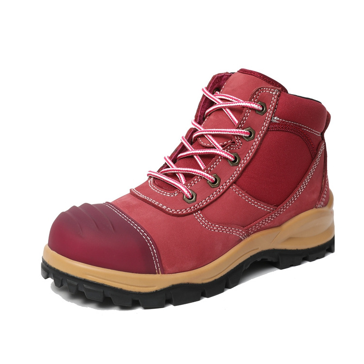 China Manufacturer Breathable Leather Steel Toe Anti-slip Working Construction Boots Safety Shoes For Women