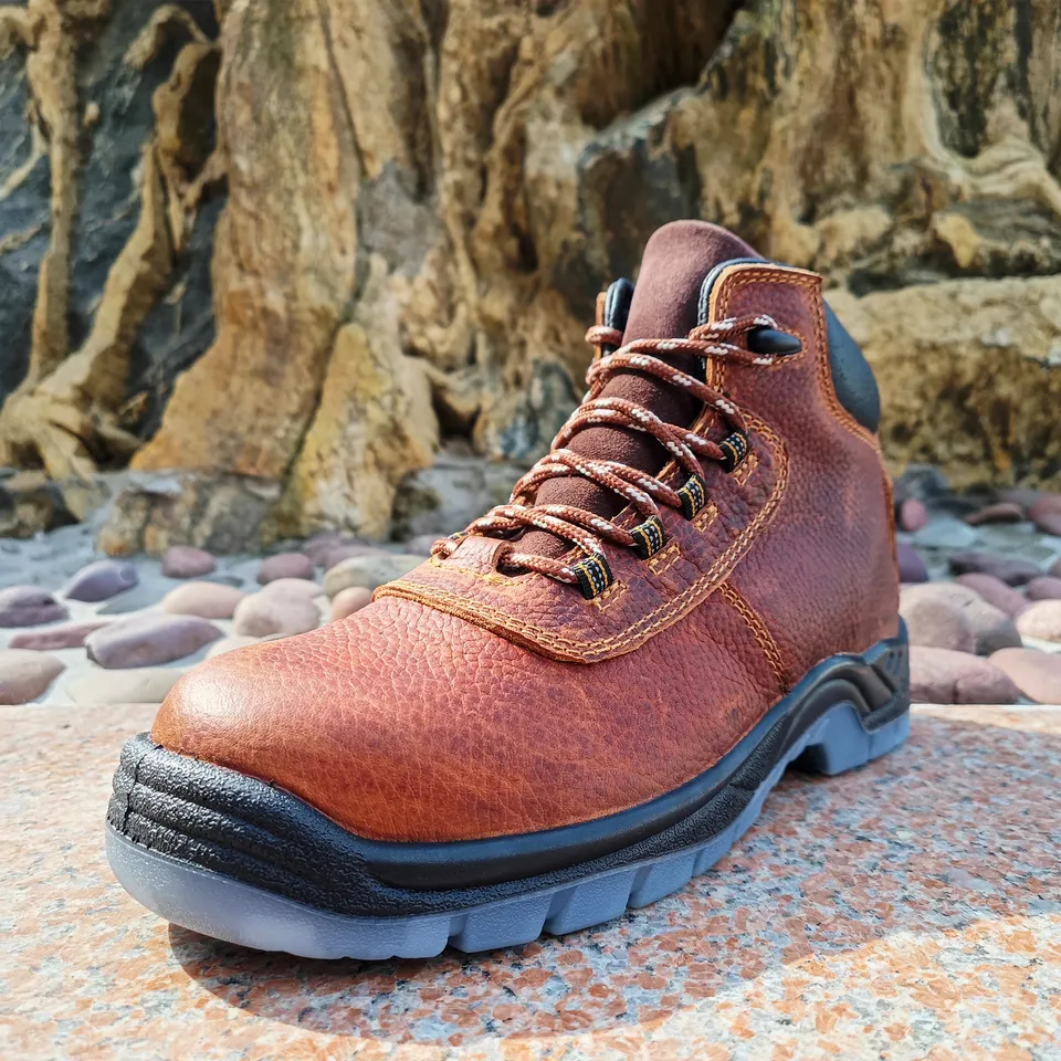 Brown Tumbled Leather Low Cut Steel Toe Safety Work Boots