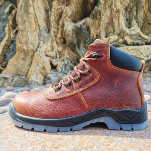 Brown Tumbled Leather Low Cut Steel Toe Safety Work Boots