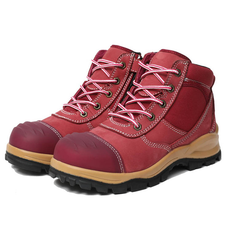 China Manufacturer Breathable Leather Steel Toe Anti-slip Working Construction Boots Safety Shoes For Women