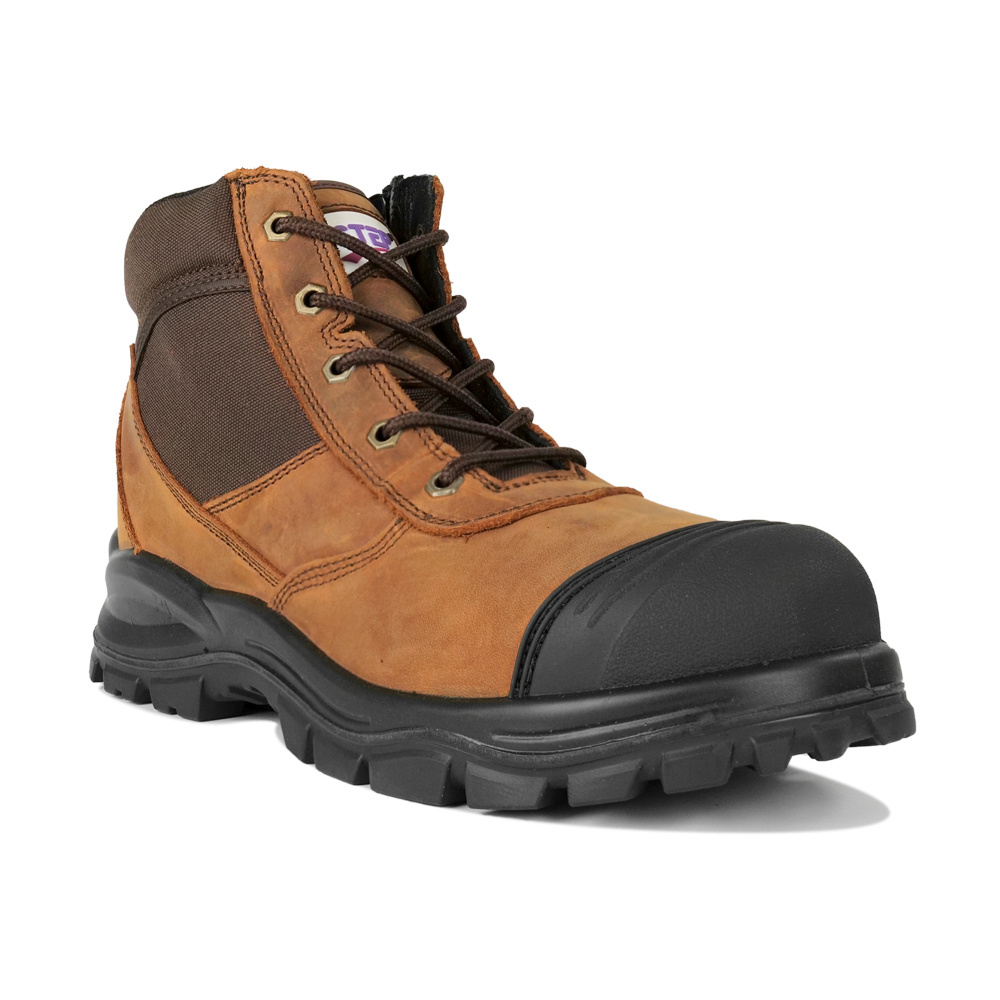 Cow Nubuck leather upper Breathable mesh lining steel toe insert cap safety shoes work boots