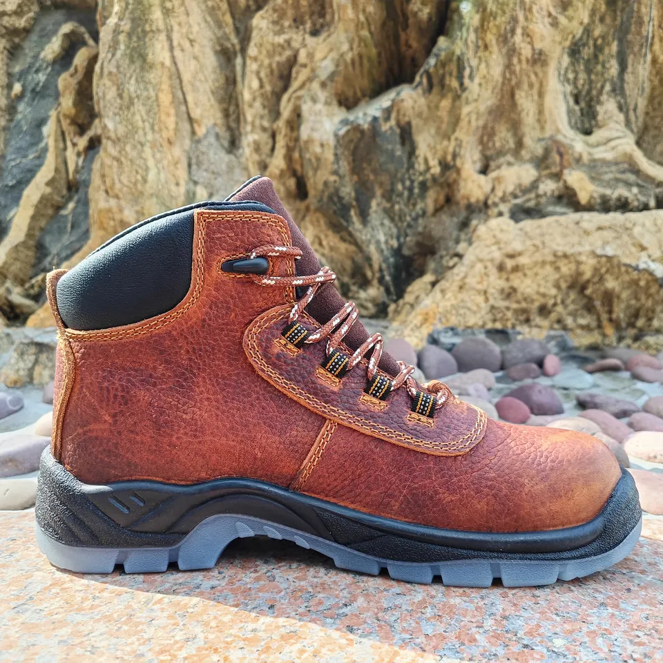 Brown Tumbled Leather Low Cut Steel Toe Safety Work Boots