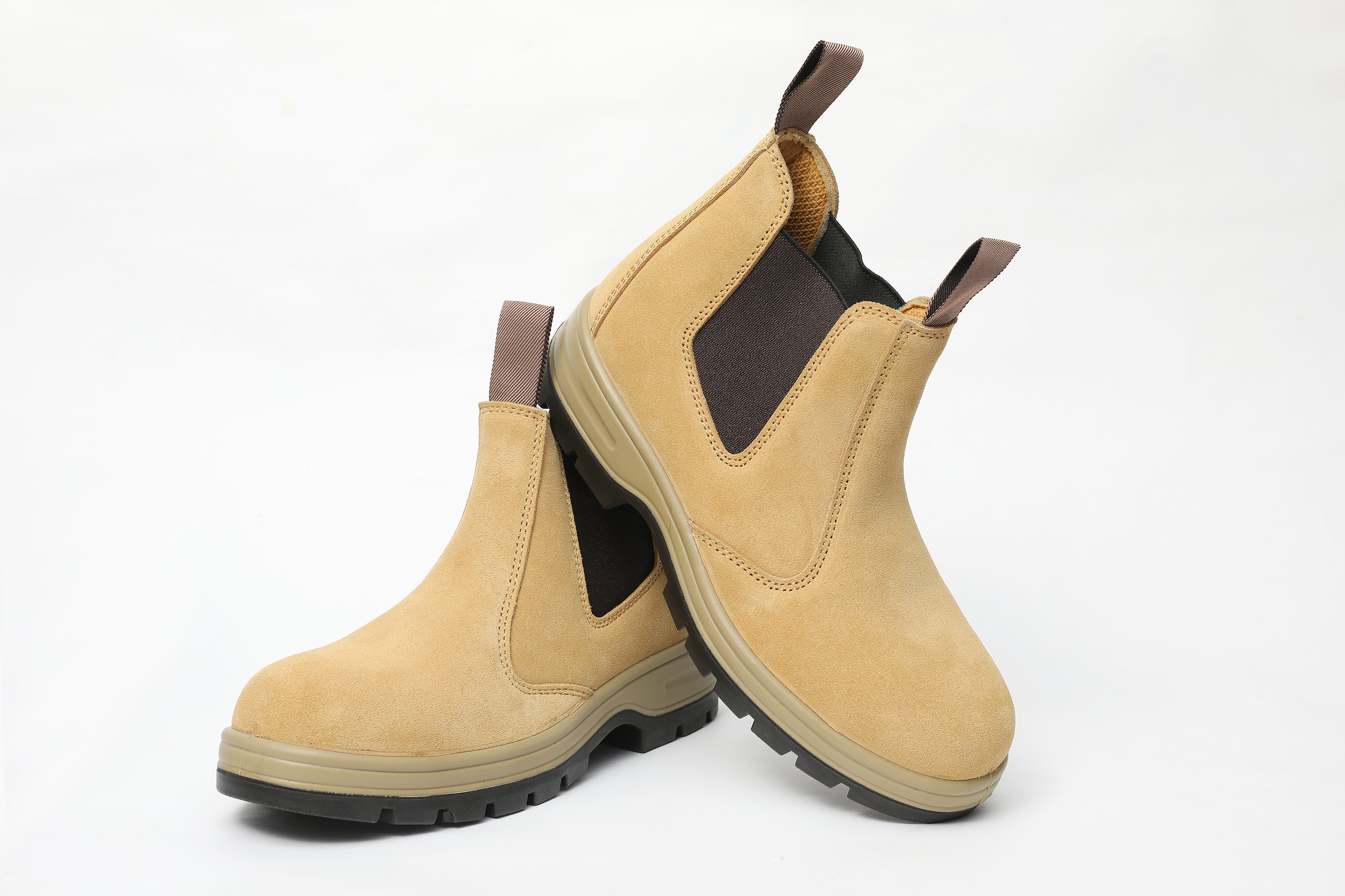 Chelsea style steel toe cap  wheat suede leather safety boots anti slip men casual shoes australia