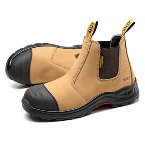 Plastic toe nubuck leather slip on safety work boots