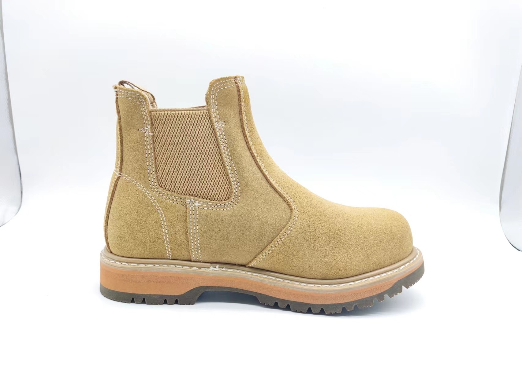 Chelsea style suede leather goodyear welted steel toe safety work boots