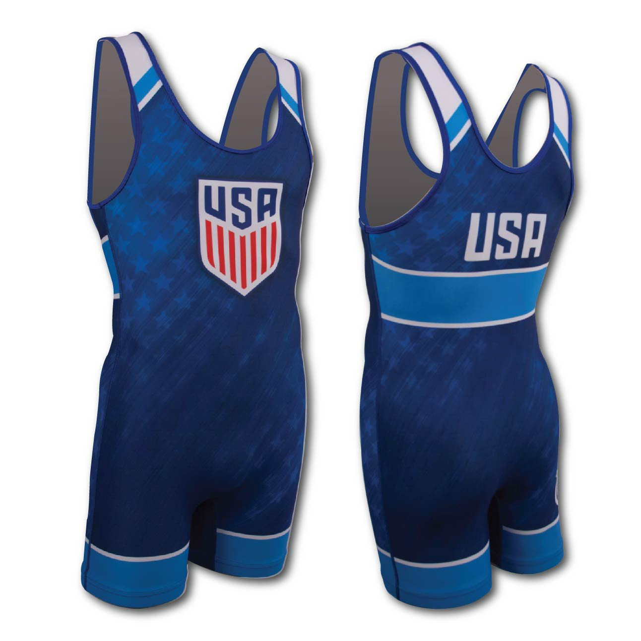 Hot selling free style Premium pattern 100% fully sublimation USA wrestling singlets unisex