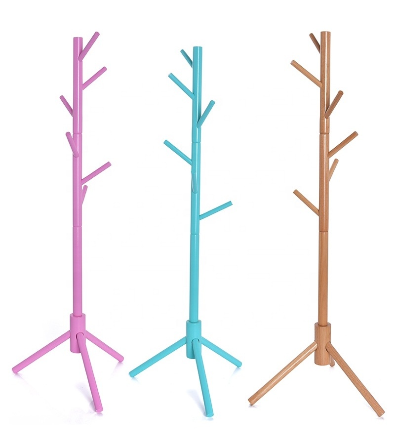 High quality wood coat bag rack coat tree wooden clothes hanger stand for clothes