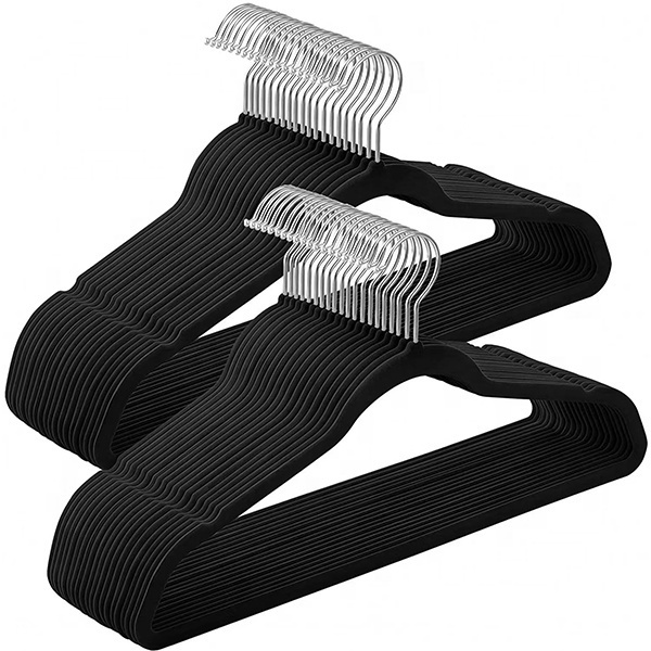 Wholesale  Non slip  Black Velvet Suit Hanger for Sale