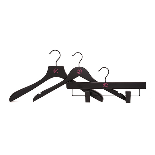 Luxury Custom Logo Stylish Black Wooden Coat Suit Jacket Clothes Hanger for Display