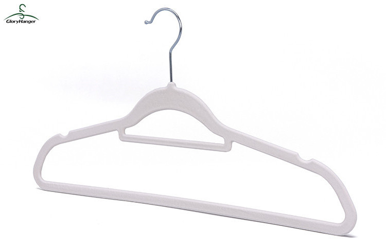 Factory Wholesale Suit Flocked Velvet Hanger with Tie Bar and Notches