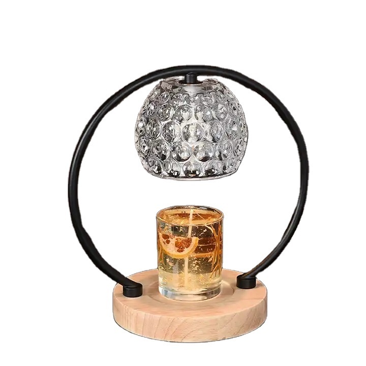 luxury Custom Gold Black Crystal Wooden Base Dimmable Timer Home Scented electric lamp wax warmer Modern Fragrance Wax Burner