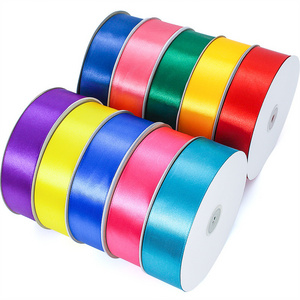 Wholesale Newone-sided Smooth Ribbon Gift Ribbon Manufacturer 4cm-91M Width Pure Color Satin Ribbon For Home Decor Gift Package