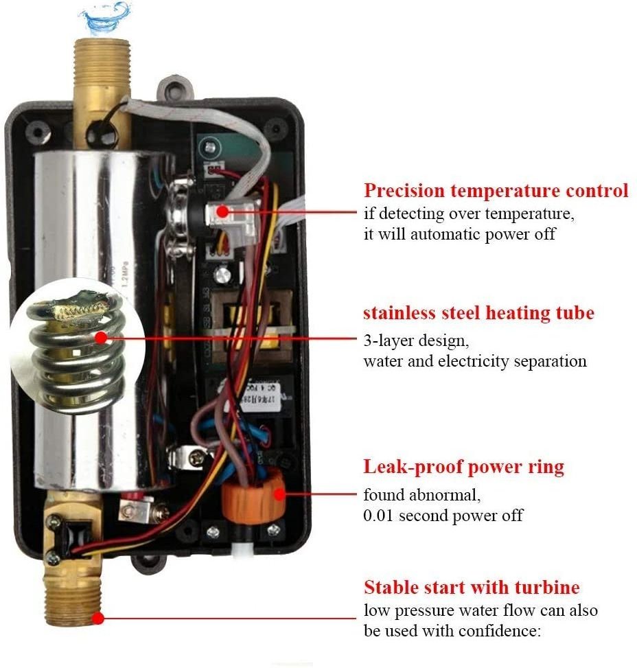 3000W Mini Electric Instant Hot Water Heater with LED Display, 110V on Demand Water Heater with Remote Control