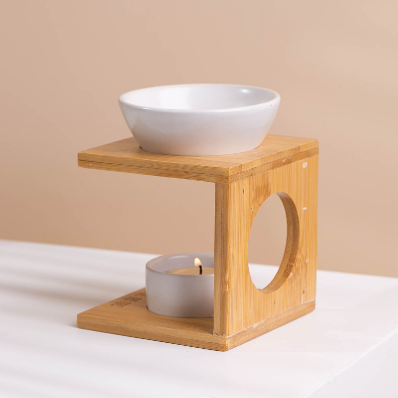 Bamboo Aromatherapy Essential Oil Burner Tea Light Candle Holder Aromatherapy Oil Warmer