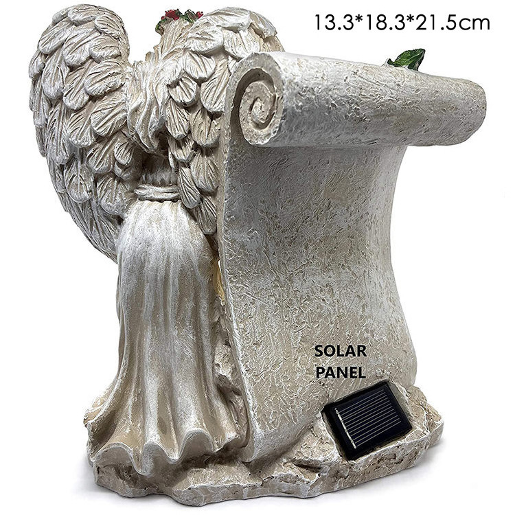 Creative Resin Solar Lamp Decorate The Cemetery Angels Monument Decorations Commemorative Inscriptions Statues