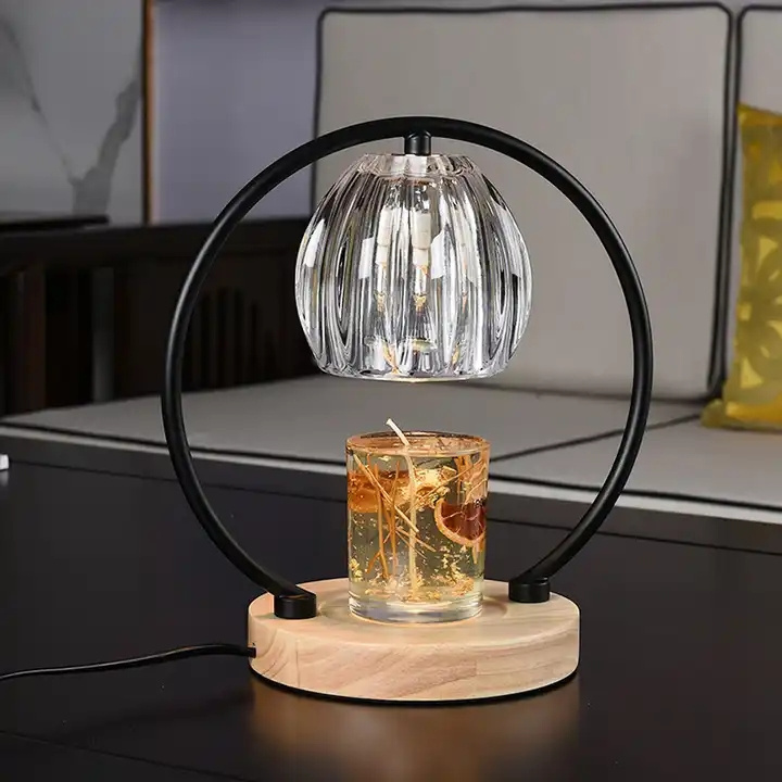 luxury Custom Gold Black Crystal Wooden Base Dimmable Timer Home Scented electric lamp wax warmer Modern Fragrance Wax Burner