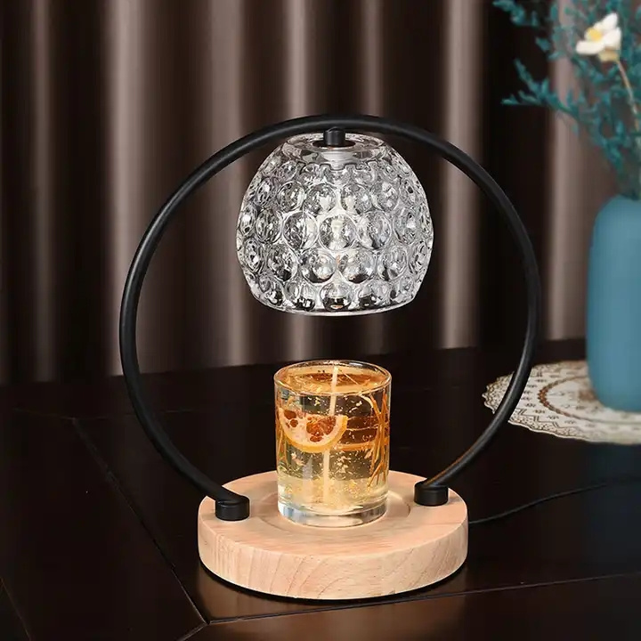 luxury Custom Gold Black Crystal Wooden Base Dimmable Timer Home Scented electric lamp wax warmer Modern Fragrance Wax Burner