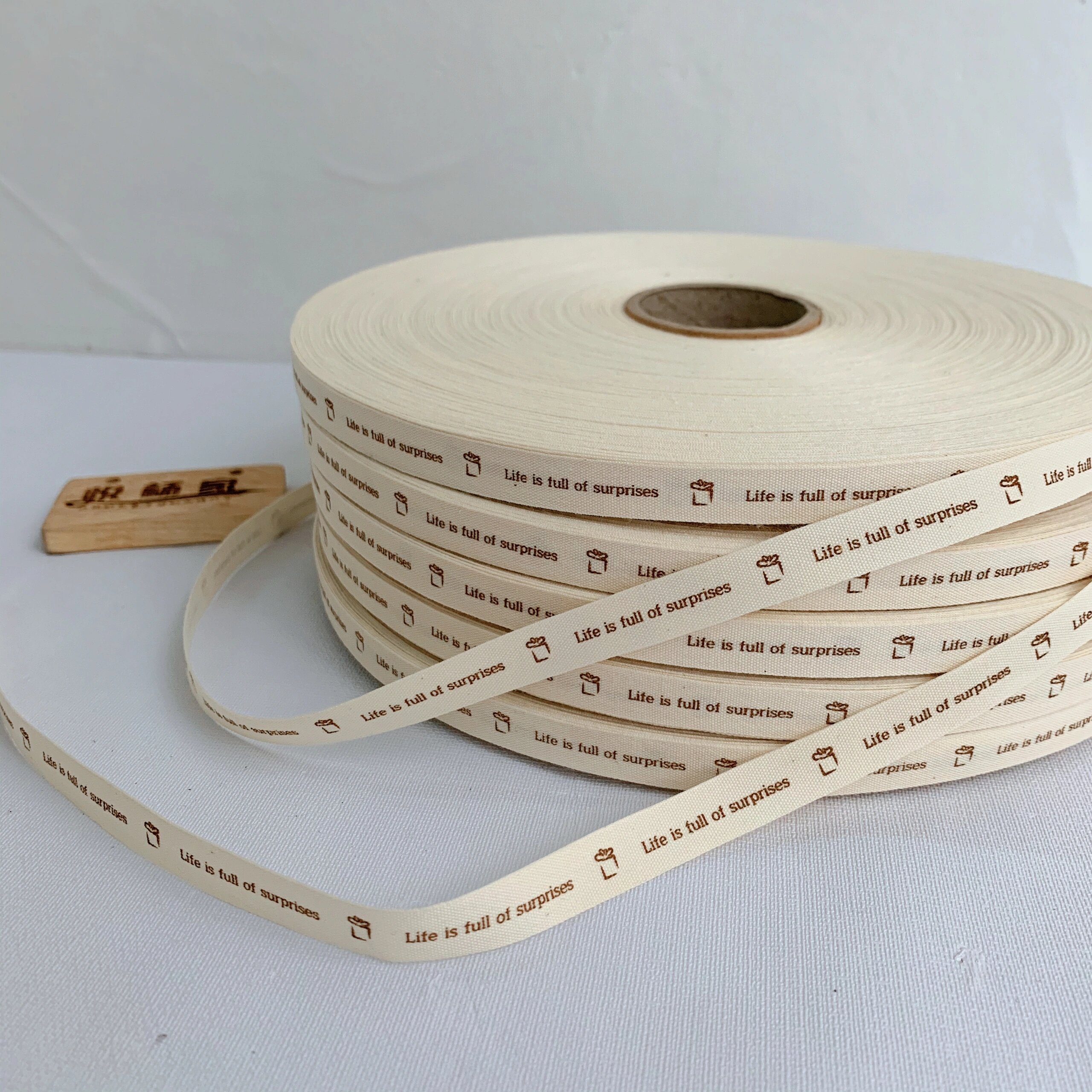 Special Custom Logo Cotton Ribbon Custom Brand Natural Color Ribbon Tape Custom Gift Ribbon With Logo