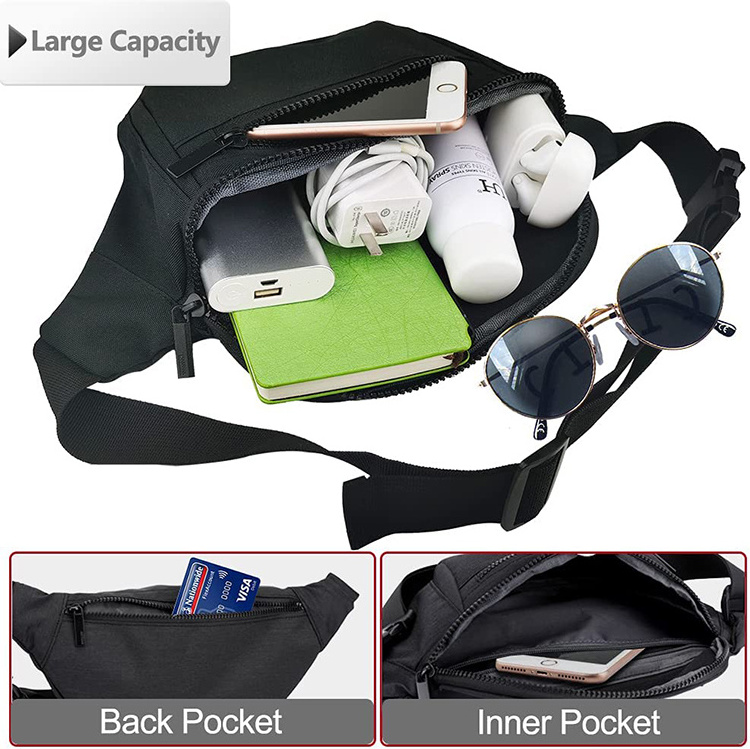 Outdoor Women Travel Running Small Belts Bag Waist Metal Zipper Fanny Pack Polyester Waist Sport Bags