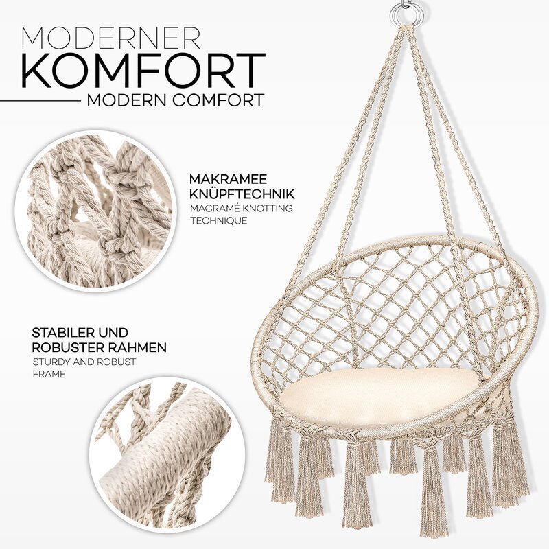 Indoor/Outdoor Use Hand-Woven Chair Hanging  chair Romantic and Fashionable Hammock Dormitory Round Handmade Hanging Chair Swing